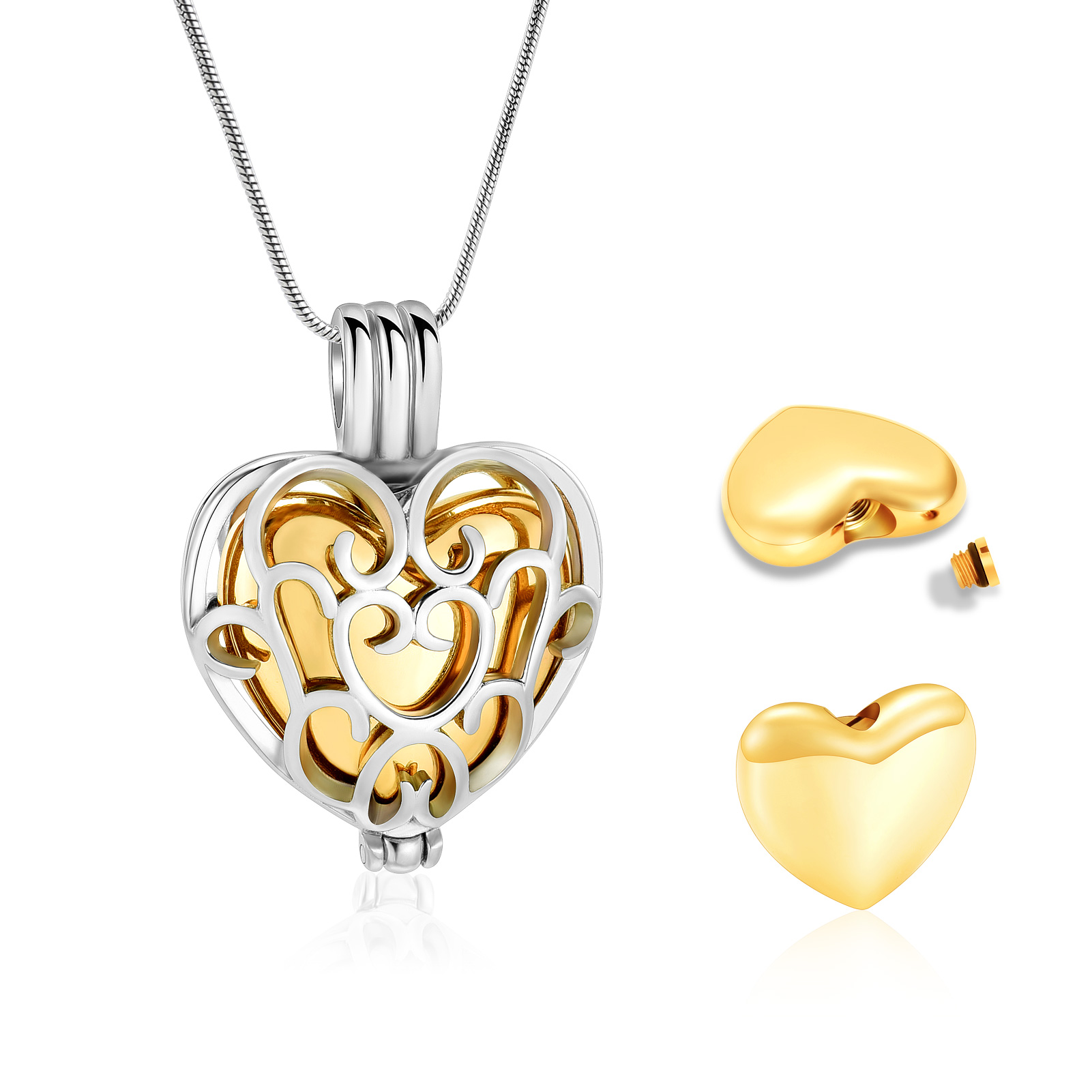 Hollow Heart Romantic Women Urns Necklace For Ashes Memorial Jewelry Pendant US