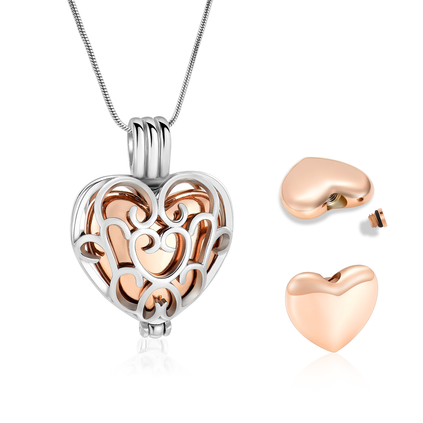 Hollow Heart Romantic Women Urns Necklace For Ashes Memorial Jewelry Pendant US