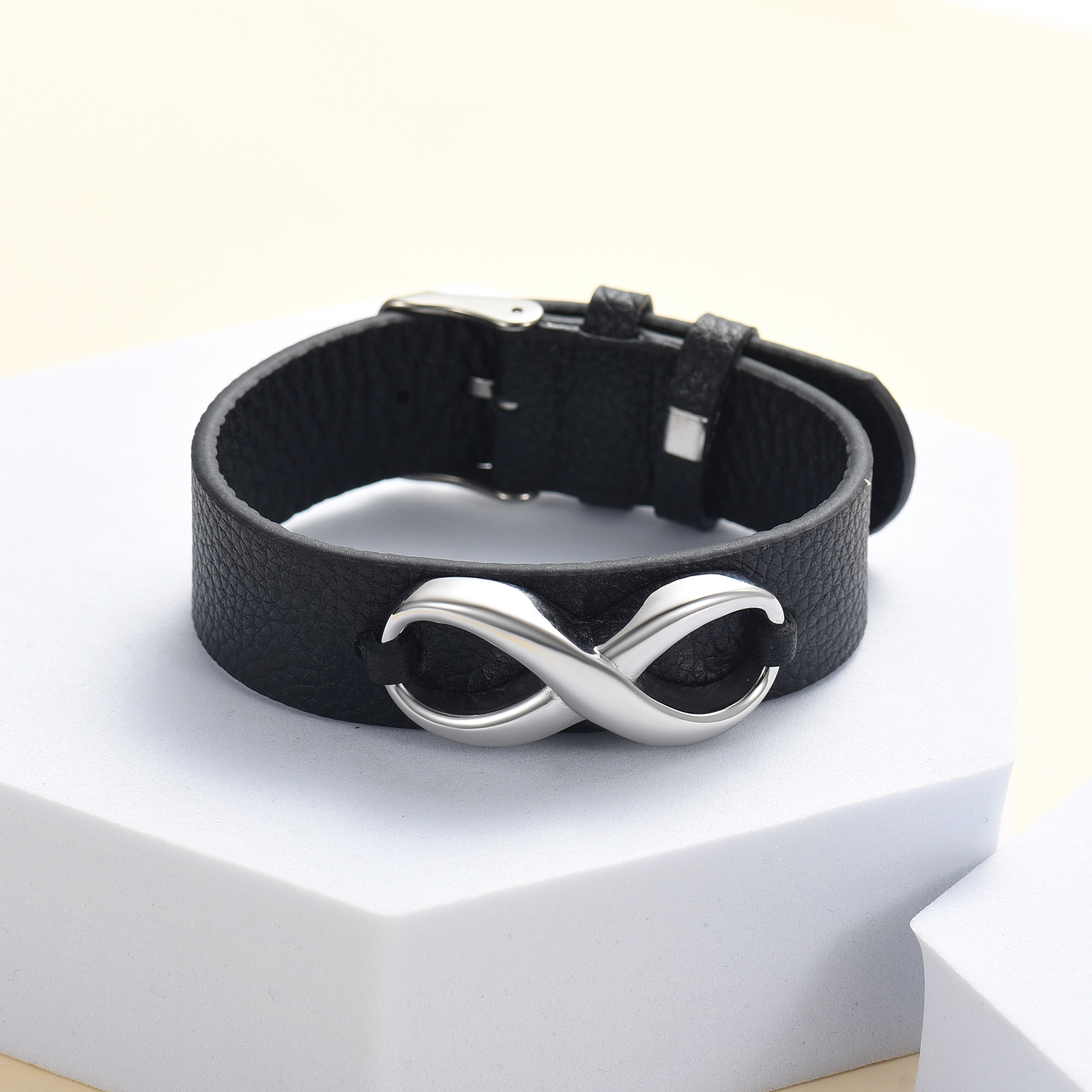 Men's Cremation Bracelet Infinity Urn Bracelet for Ashes Genuine Leather Bangle - Picture 16 of 37