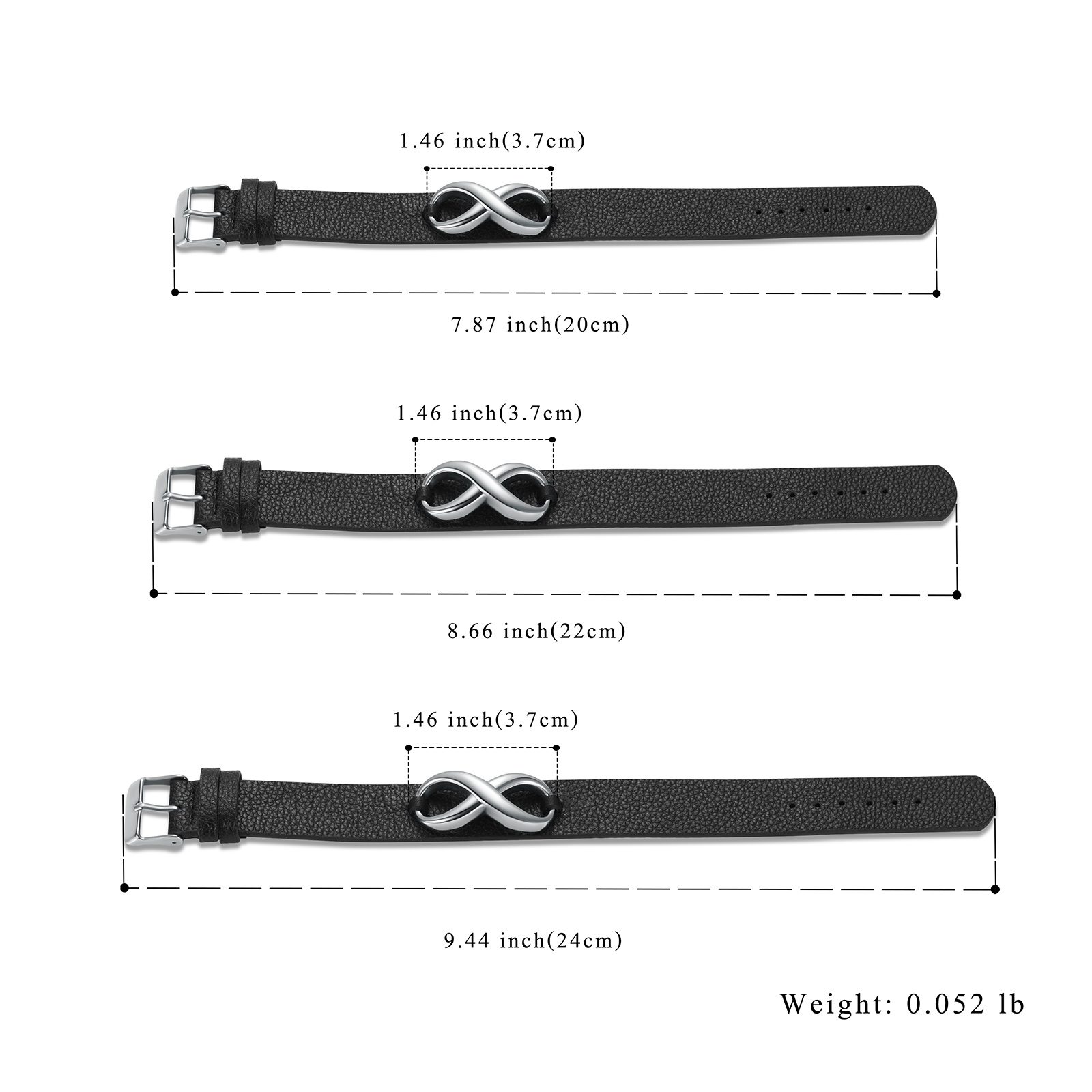 Men's Cremation Bracelet Infinity Urn Bracelet for Ashes Genuine Leather Bangle - Picture 21 of 37