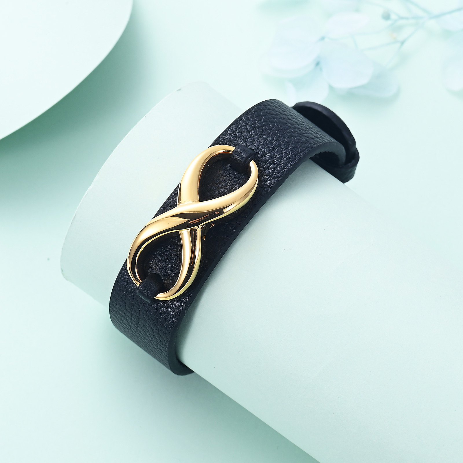 Men's Cremation Bracelet Infinity Urn Bracelet for Ashes Genuine Leather Bangle - Picture 29 of 37