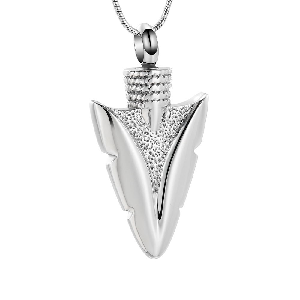 Stainless Steel Urn Necklace for Men-Arrowhead Memorial Ashes Cremation Jewelry