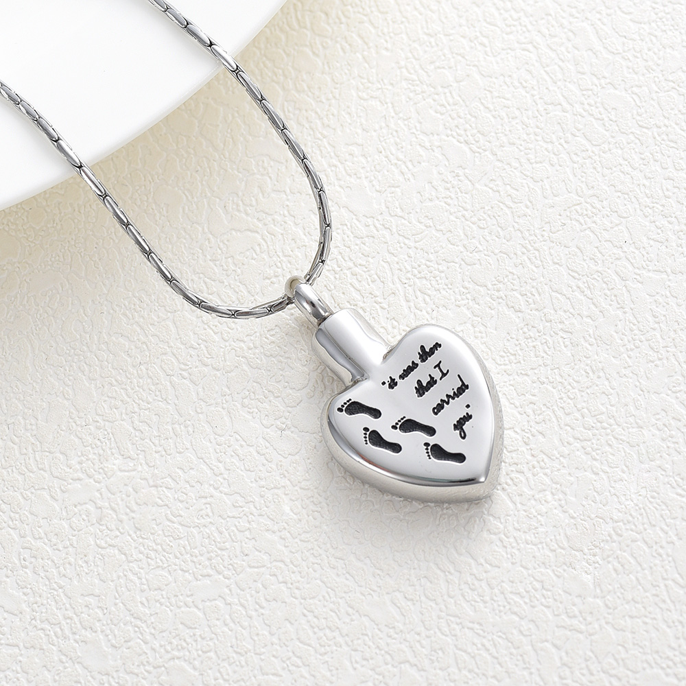 Foot Print Heart Ashes Pendant Memorial Necklace Cremation Urns Pendant Jewelry