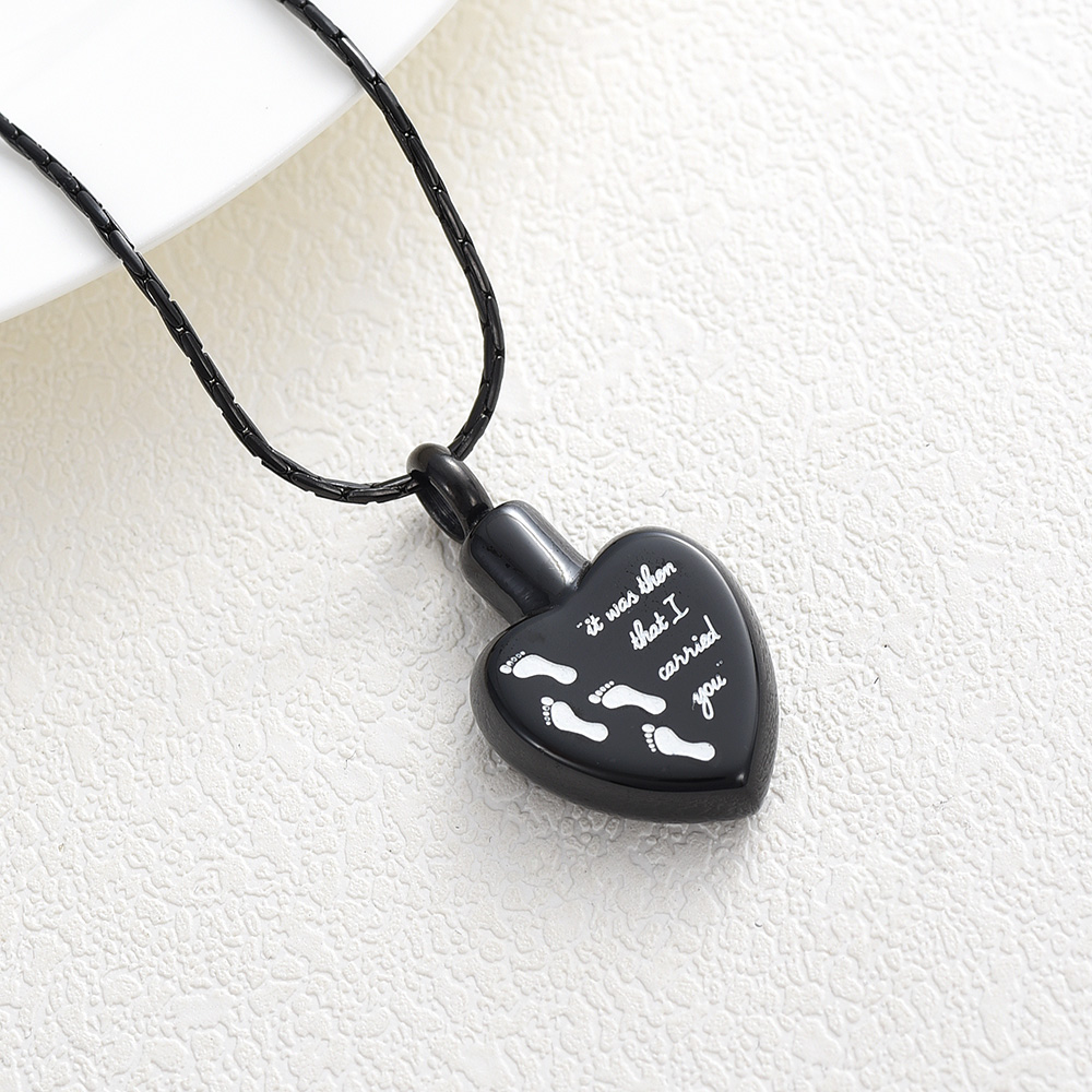 Foot Print Heart Ashes Pendant Memorial Necklace Cremation Urns Pendant Jewelry