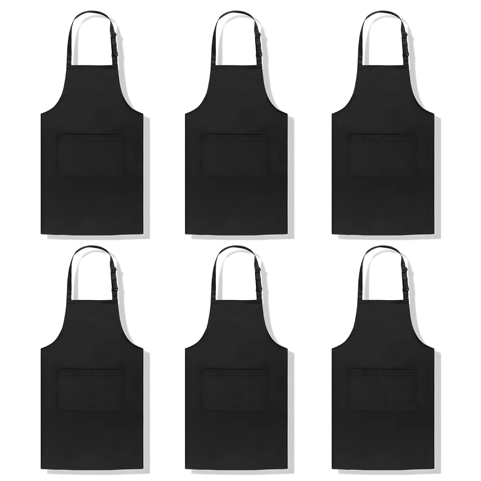 1/6/10pack Bibs - Unisex Black Apron,Unisex Apron,Adjustable,Kitchen Cooking BBQ