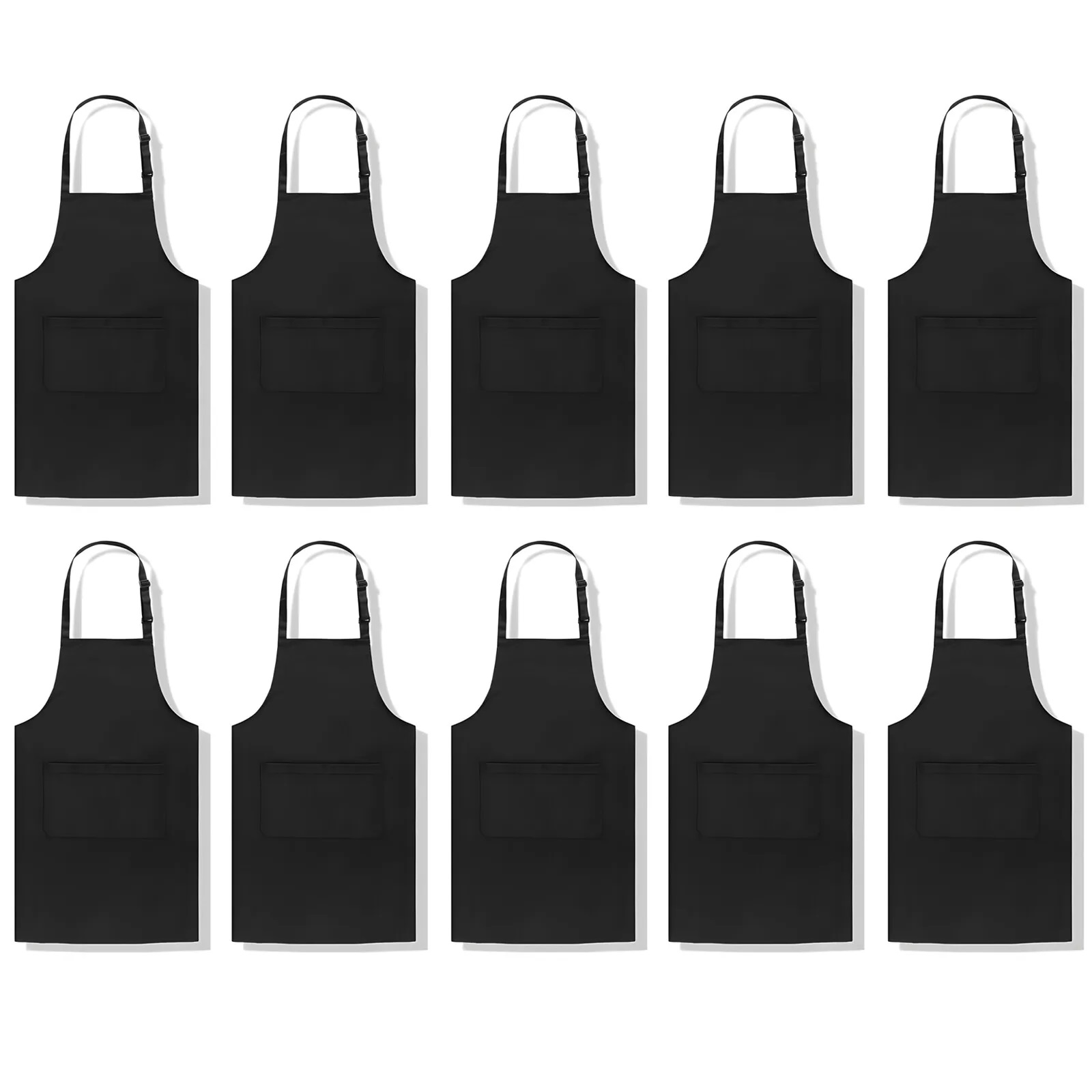 1/6/10pack Bibs - Unisex Black Apron,Unisex Apron,Adjustable,Kitchen Cooking BBQ