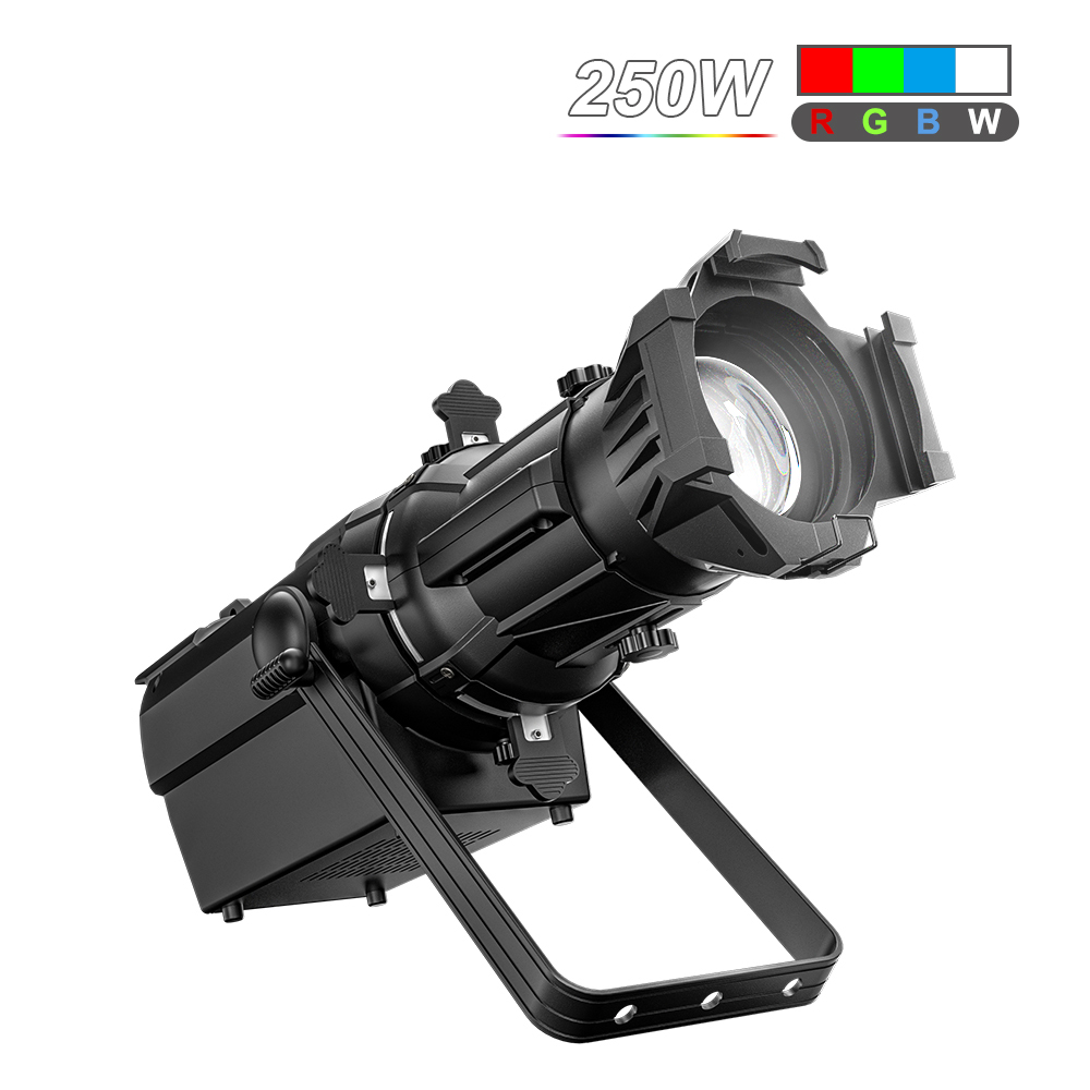 SHEHDS 250W Prime Lens/Optical Zoom LEKO RGBW LED Profile Spotlight Stage Show