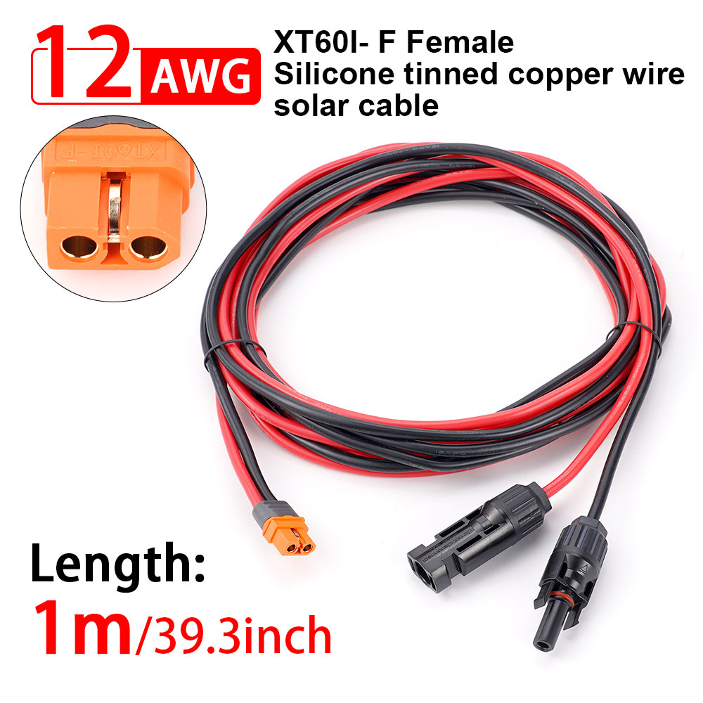 12 AWG XT60i Female to Solar Connector Solar Panel Extension Charging Cable USA
