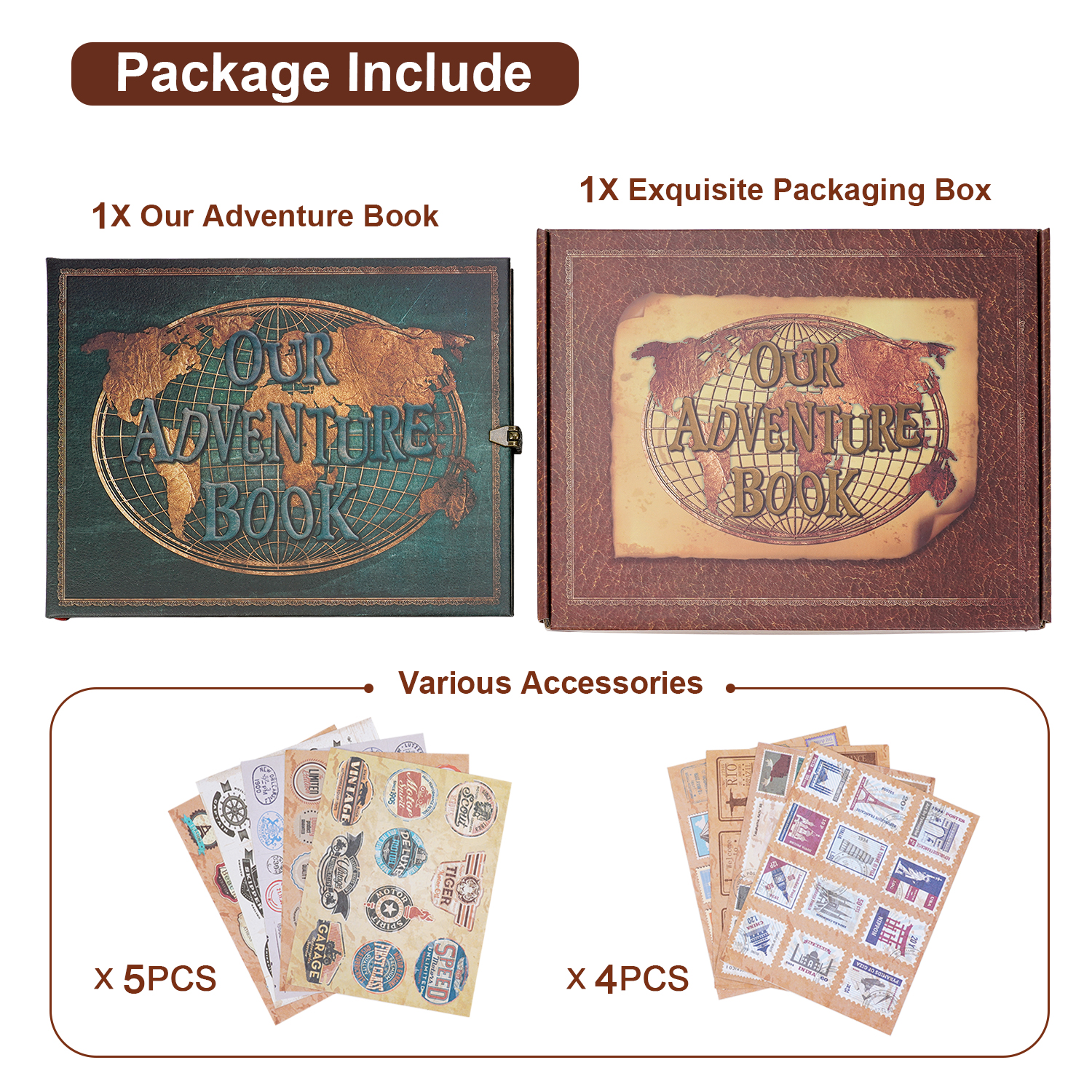 4 Type 180 Page Our Adventure Book Scrapbook Photo Album DIY Handmade Retro Gift - Picture 16 of 28