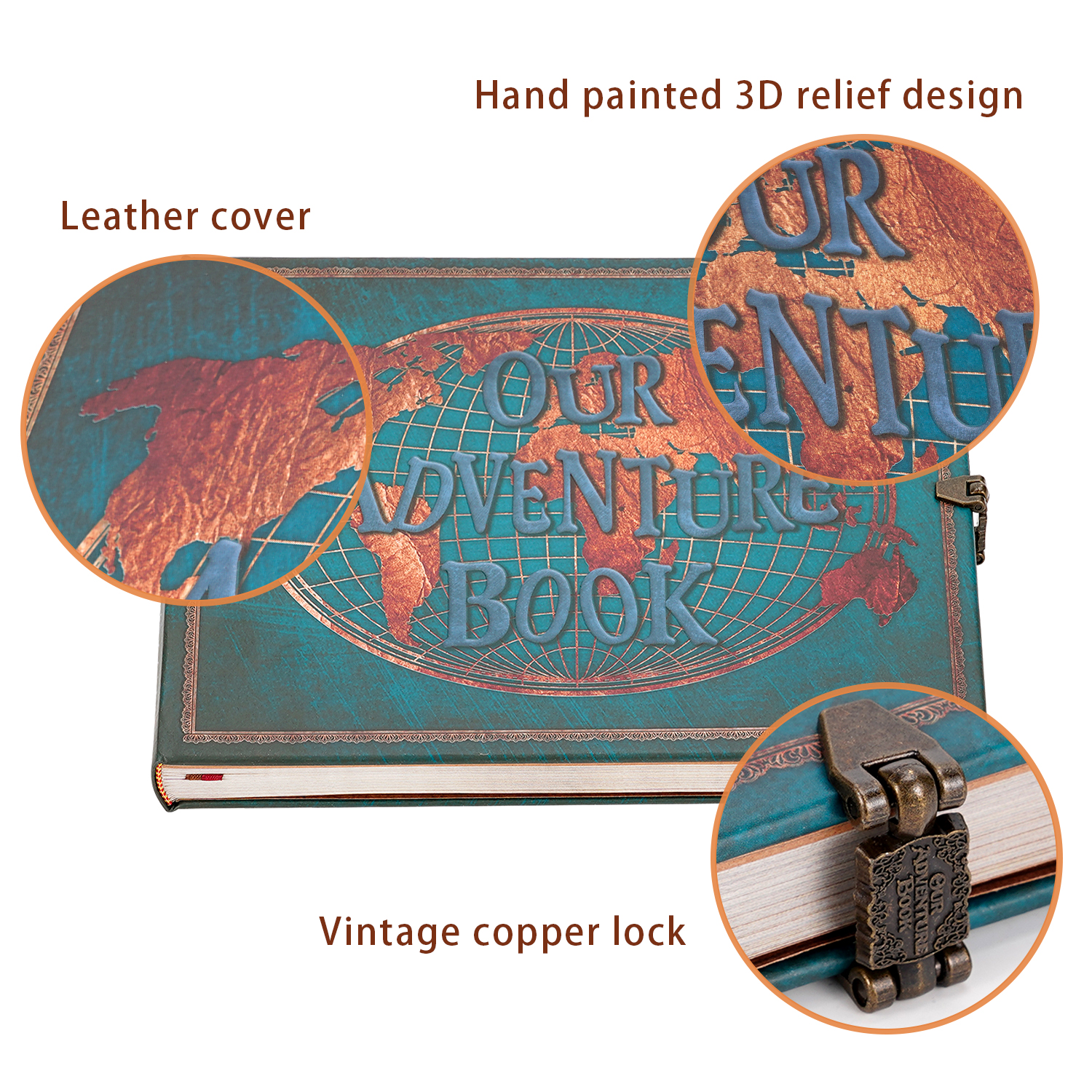 4 Type 180 Page Our Adventure Book Scrapbook Photo Album DIY Handmade Retro Gift - Picture 18 of 28