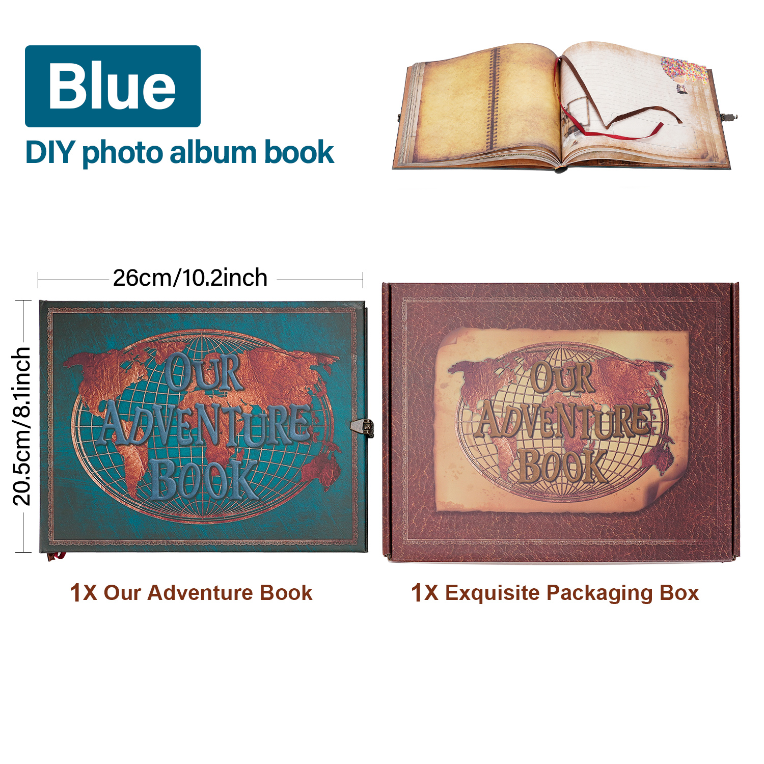 4 Type 180 Page Our Adventure Book Scrapbook Photo Album DIY Handmade Retro Gift - Picture 20 of 28