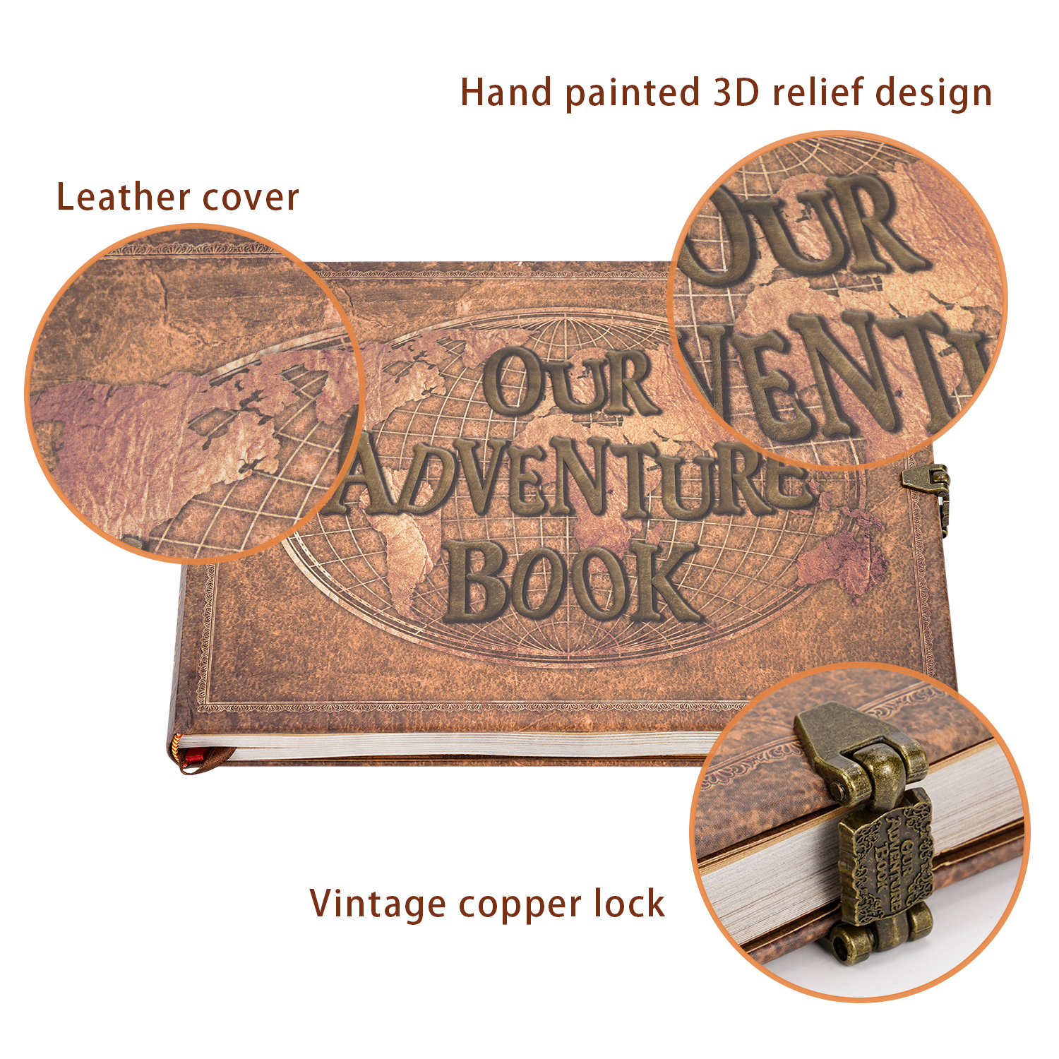 4 Type 180 Page Our Adventure Book Scrapbook Photo Album DIY Handmade Retro Gift - Picture 22 of 28