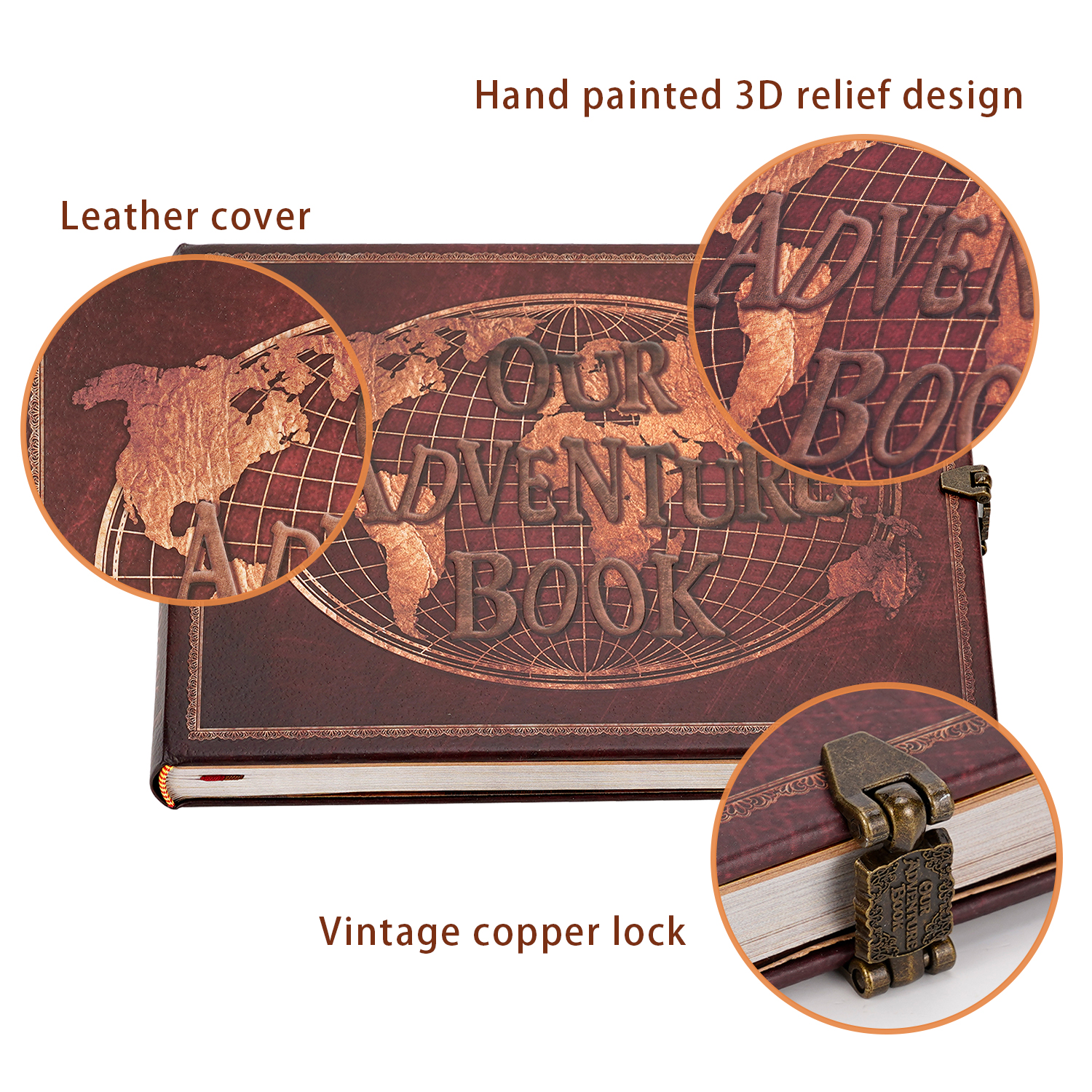 4 Type 180 Page Our Adventure Book Scrapbook Photo Album DIY Handmade Retro Gift - Picture 26 of 28