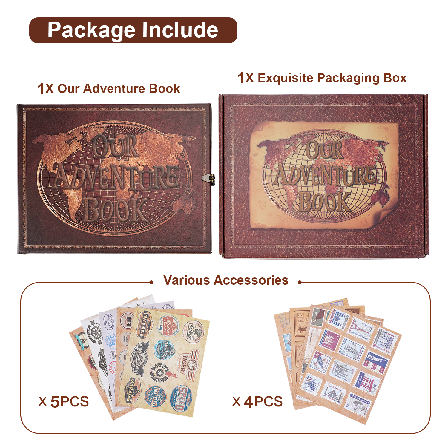 4 Type 180 Page Our Adventure Book Scrapbook Photo Album DIY Handmade Retro Gift - Picture 28 of 28