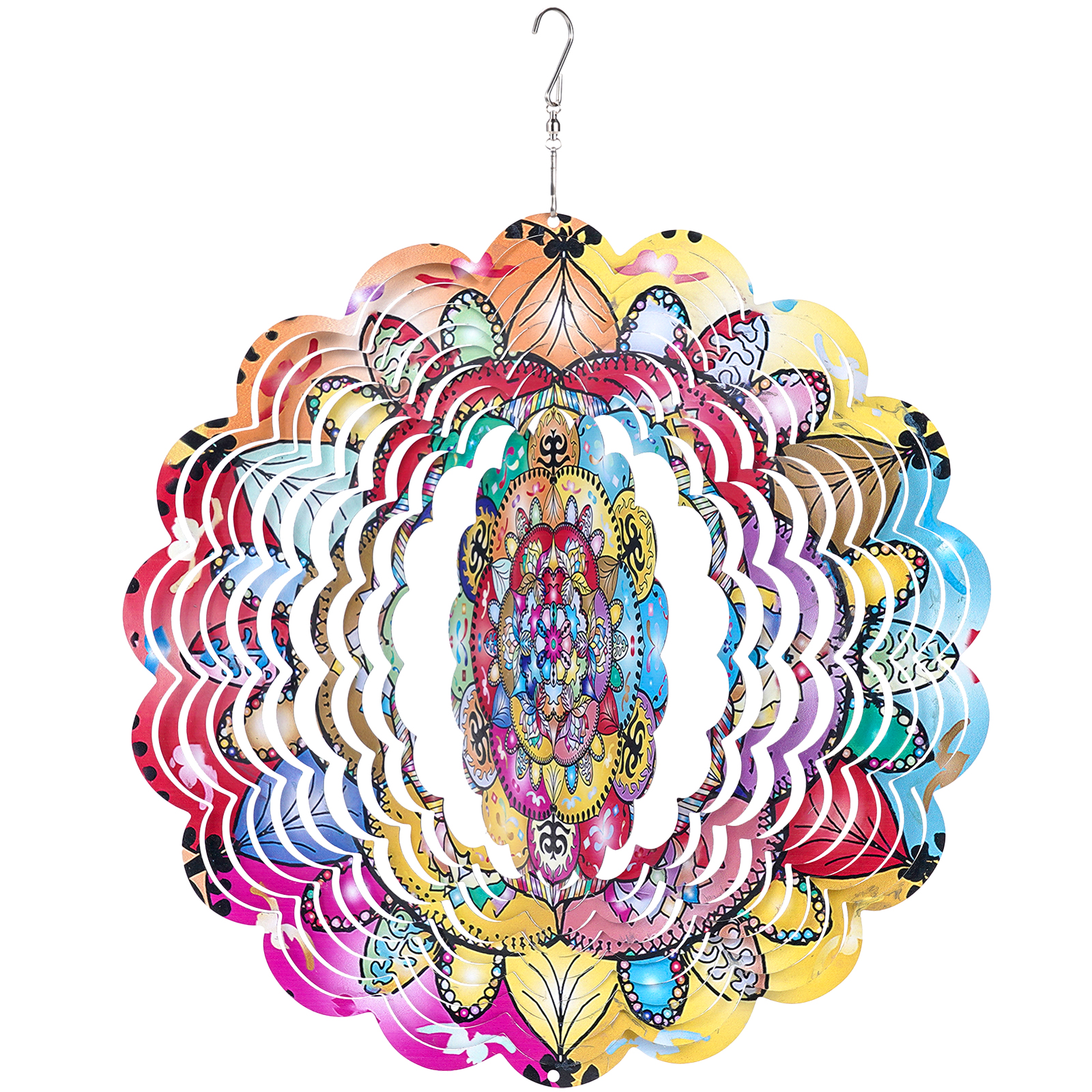 3D 12in Hanging Metal Wind Spinners for Yard Garden Outdoor Decor 2 Styles USA - Picture 13 of 14