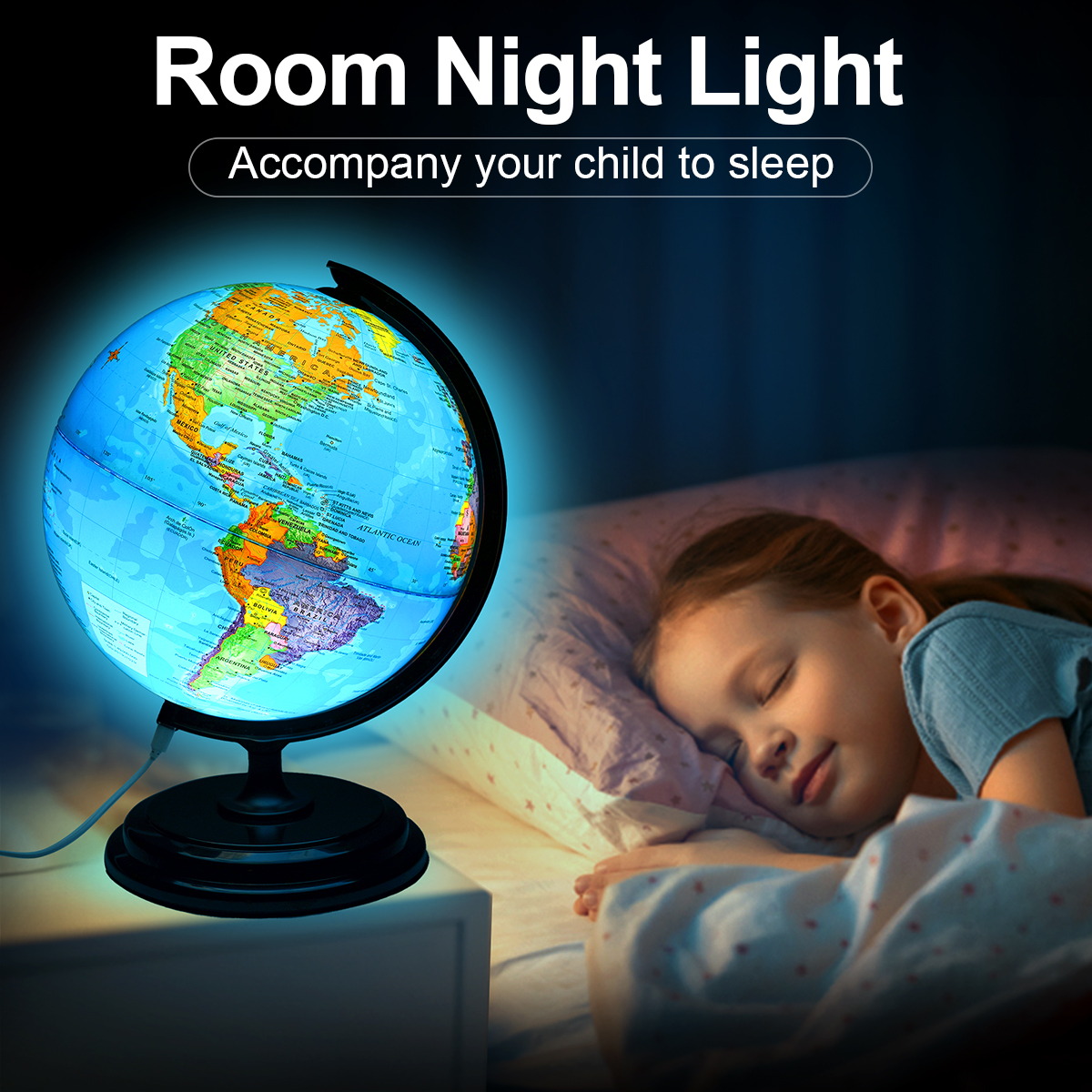 3D AR Large World Globe on Stand Rotating World Map Illuminated Night Lamp Gift