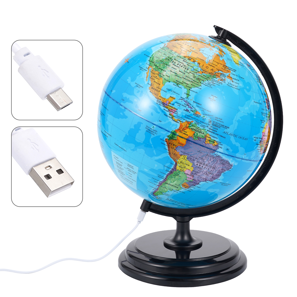 3D AR Large World Globe on Stand Rotating World Map Illuminated Night Lamp Gift