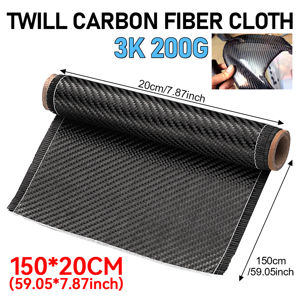 40”-118” Real Carbon Fiber Cloth Fabric Roll 3k 200gsm 2×2 Twill Weave Black