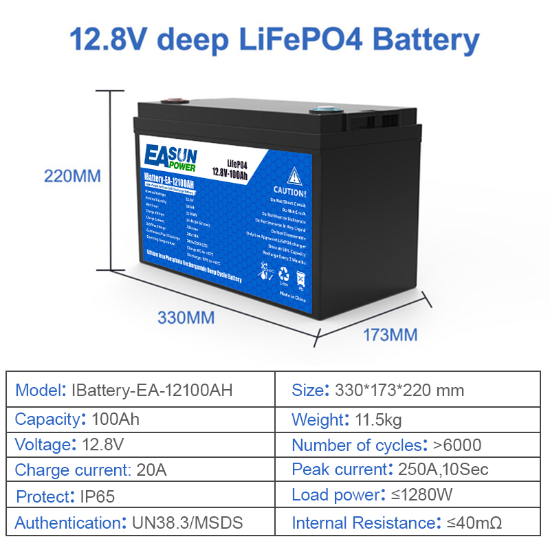 12V 100Ah 200Ah Bateria Litowa LiFePO4 Bateria BMS System solarny Prąd rezerwowy RV - Zdjęcie 8 z 8