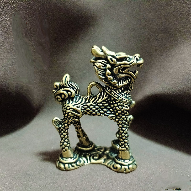 Brass Eight Trigrams Kirin Ornaments Retro Literary and Playful Beast New - Picture 16 of 18
