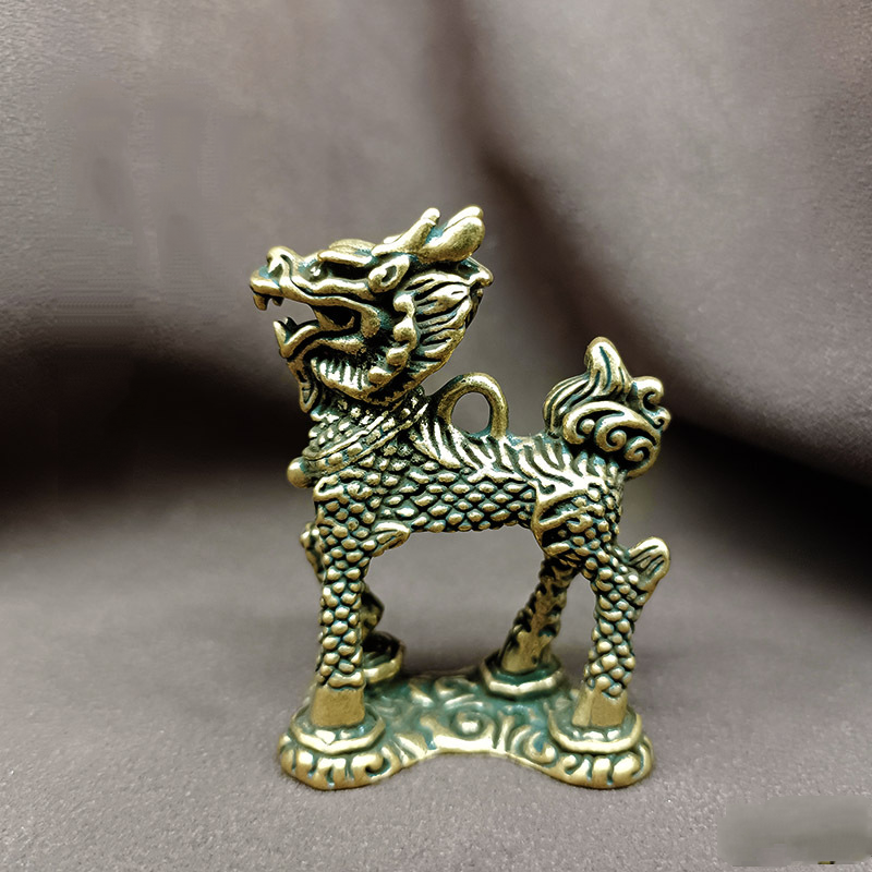 Brass Eight Trigrams Kirin Ornaments Retro Literary and Playful Beast New - Picture 17 of 18