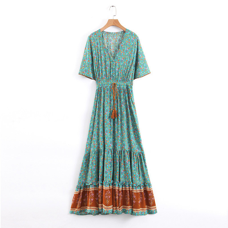 Printed dress Bohemian long skirt seaside vacation style - Picture 11 of 11