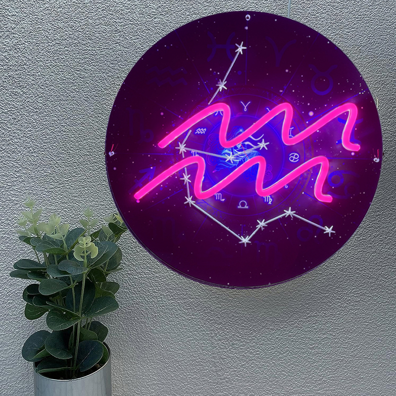 Zodiac Horoscope Sign,Aquarius Neon Signs for Wall Decor,Astrology Birthday Gift