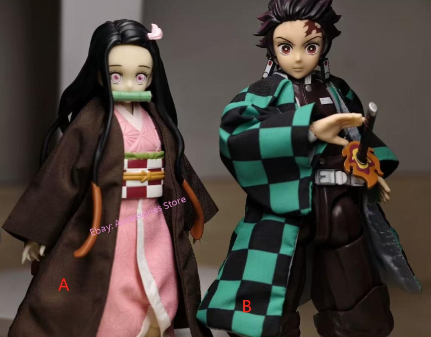 Cappotto personalizzato 1/12 per figura Figma 6'' Demon Slayer Kamado Tanjirou Kamado Nezuko - Foto 18 di 18