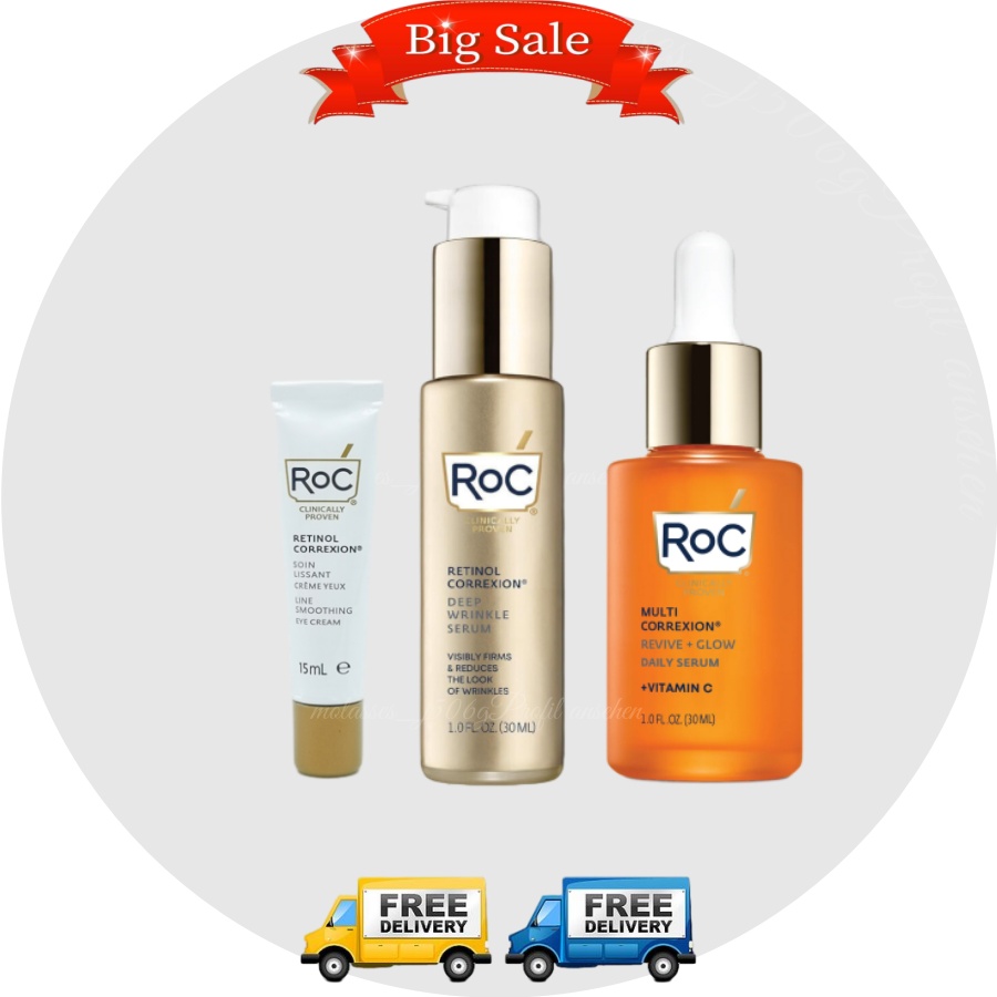 'RoC Retinol Correxion Deep Wrinkle Serum/Revive+Glow Daily Serum/Eye Cream NEW