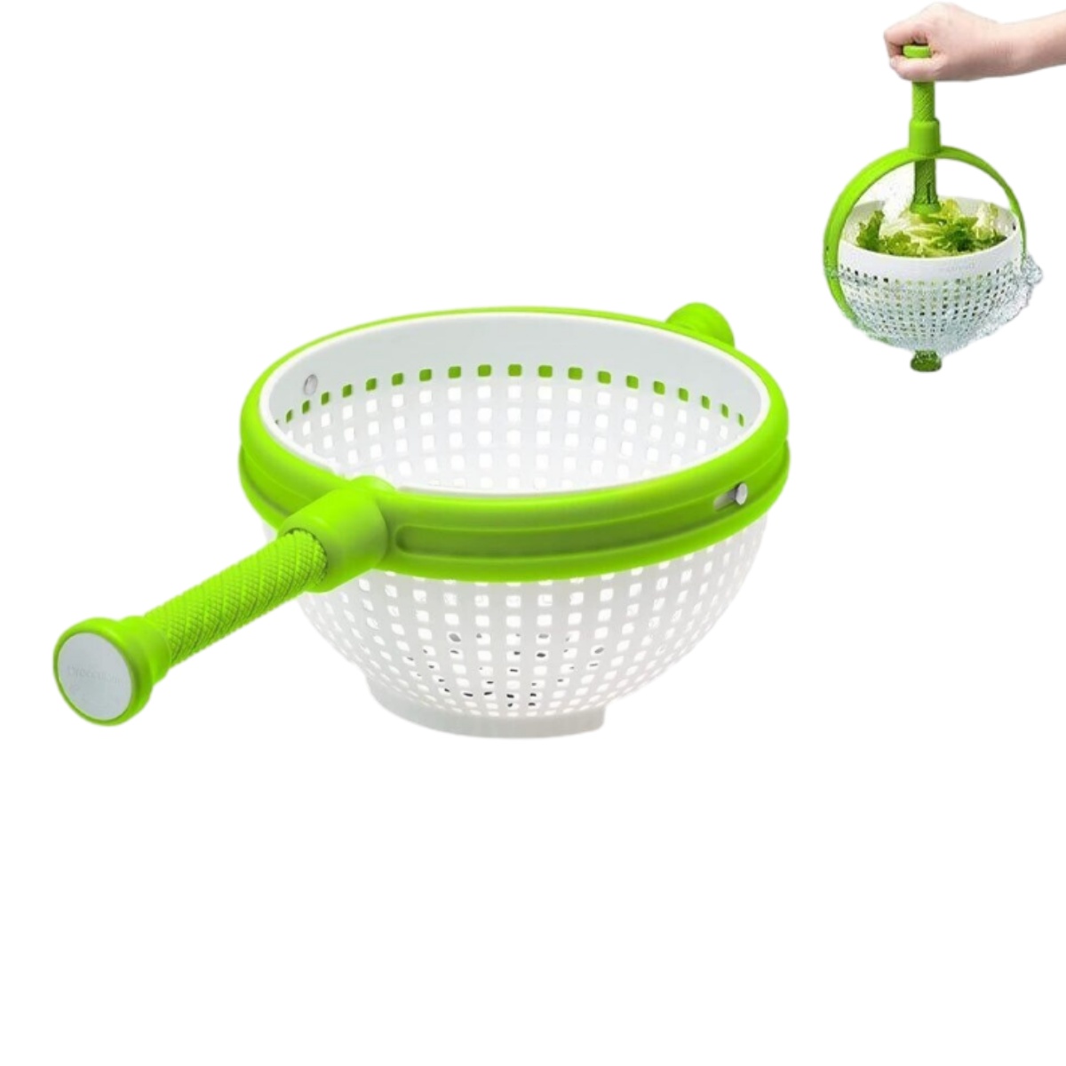 Large Salad Spinner Rotating Fruit Vegetable Dryer Drainer Washer Plastic Basket - Picture 7 of 8