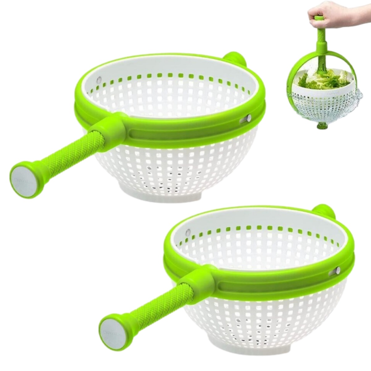 Large Salad Spinner Rotating Fruit Vegetable Dryer Drainer Washer Plastic Basket - Picture 8 of 8