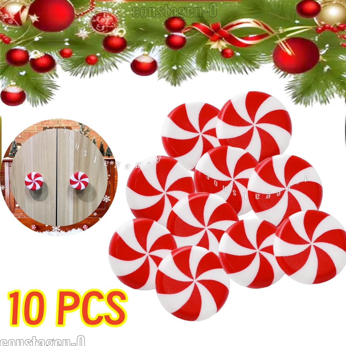 Festive Red Peppermint Knob Covers –10~30pcs For Effortless Holiday/Xmas Decor