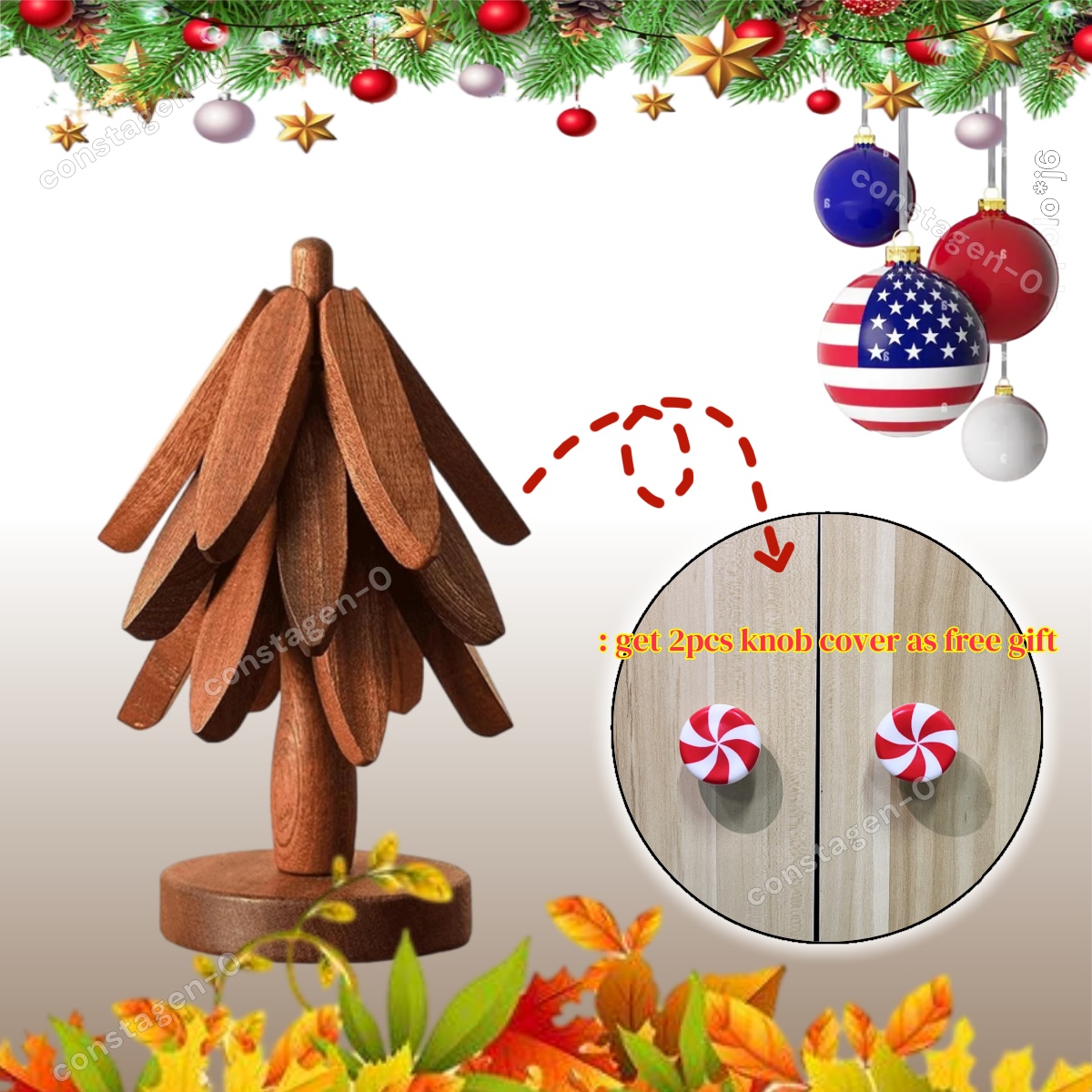 Wooden Trivets for Hot Dishes, Tree-Shaped Trivet Set with Stand, Heat-Resistant