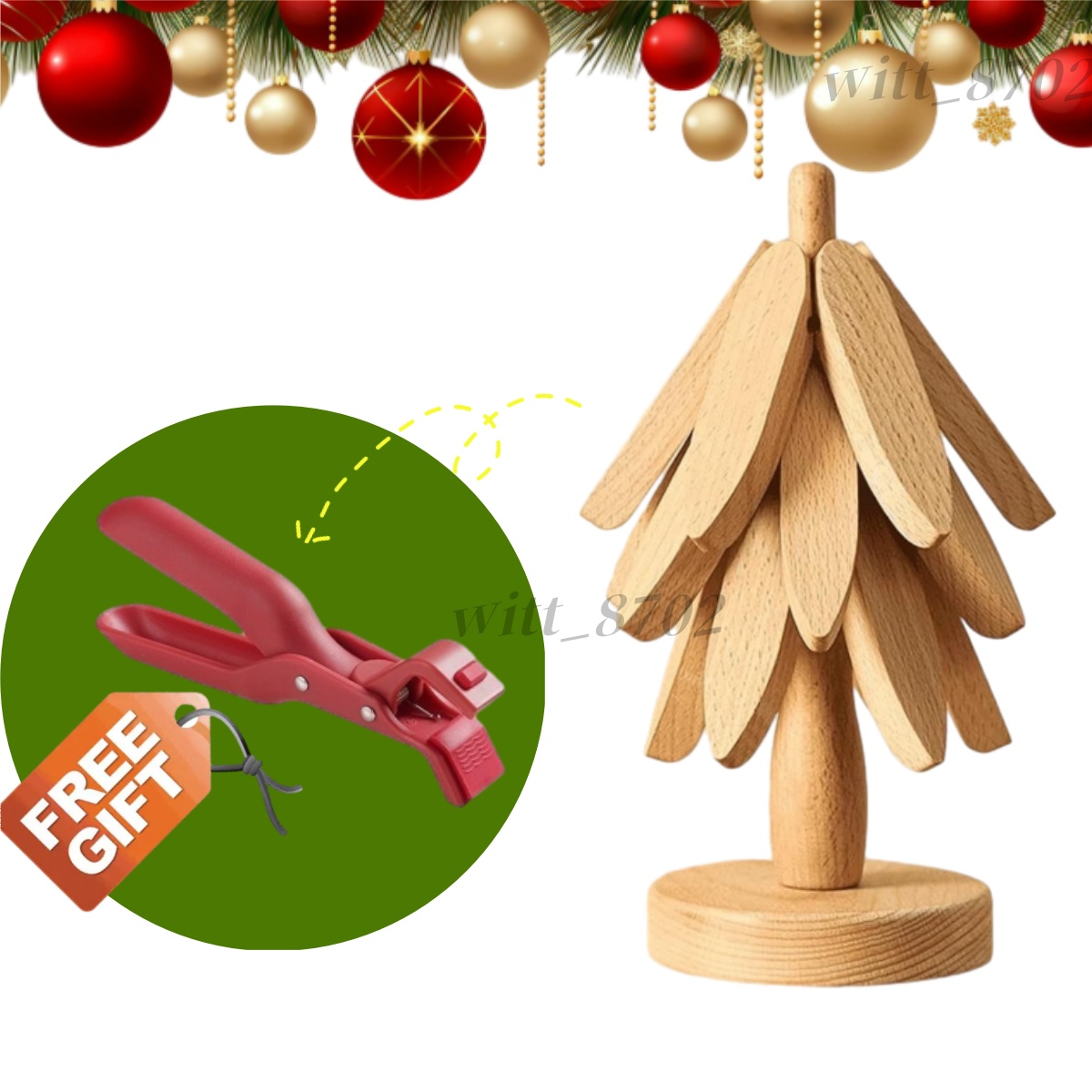 Wooden Trivet Set with Tree Stand – 3/4/5 Heat-Resistant Mats With 1 Base Xmas