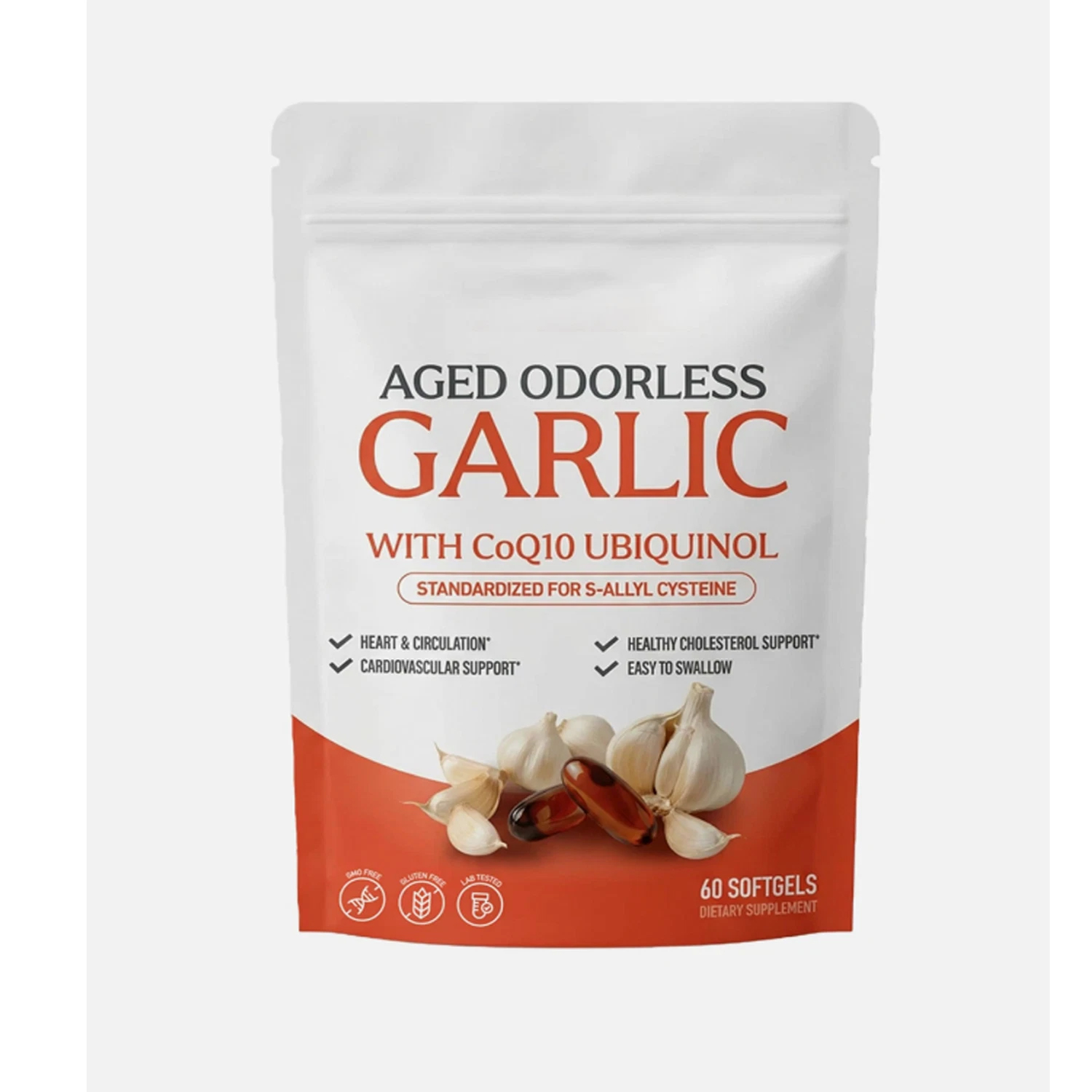 1-3x Odorless Aged-Resilia Garlic Extract 600mg Softgels (60 Count) with CoQ10