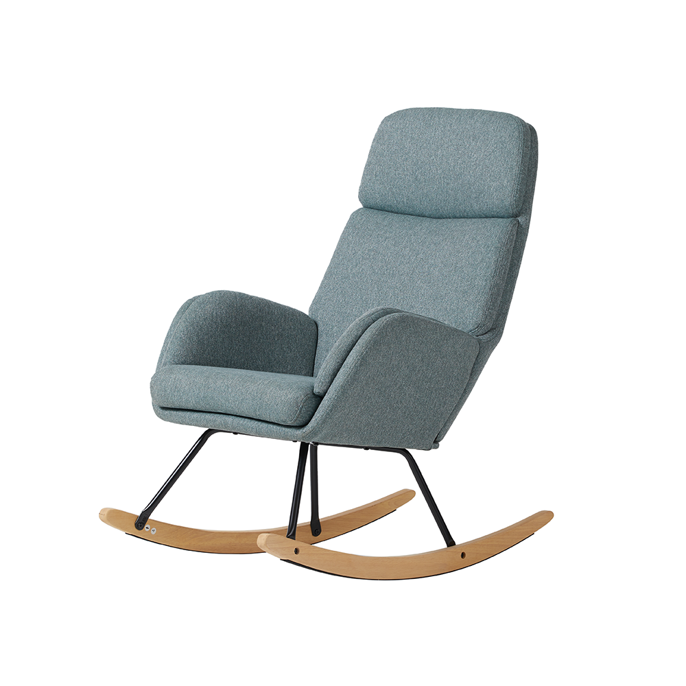 Schaukelstuhl Sessel mit Metallgestell Holzsockel Schaukelsessel Polstersessel - Bild 15 von 15