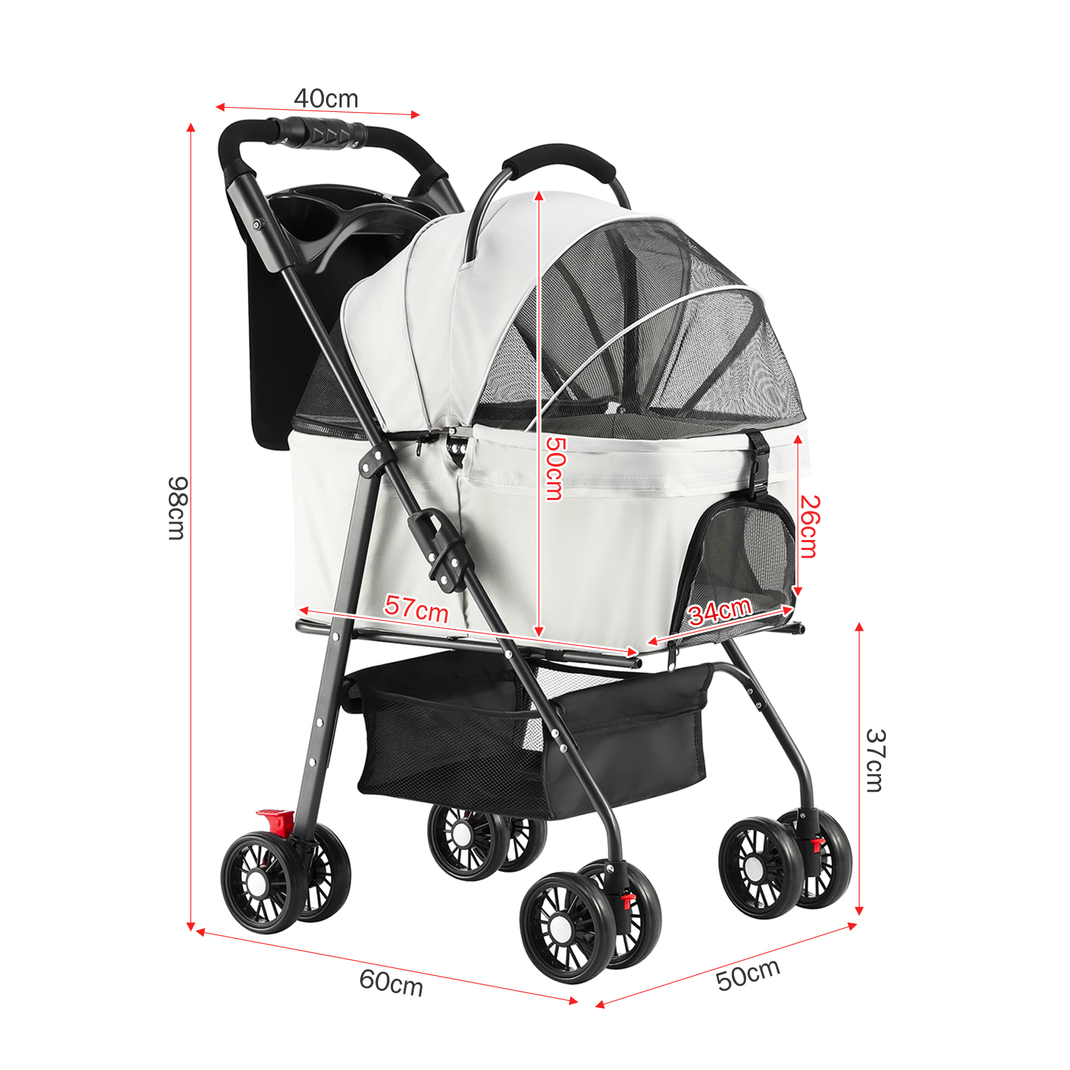 Hundewagen 3 in 1 Hundebuggy klappbar für Hunde & Katzen bis 15 kg Katzenbuggy - Bild 15 von 25