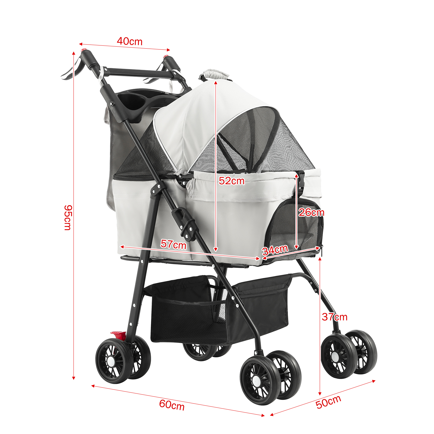 Hundewagen 3 in 1 Hundebuggy klappbar für Hunde & Katzen bis 15 kg Katzenbuggy - Bild 21 von 25