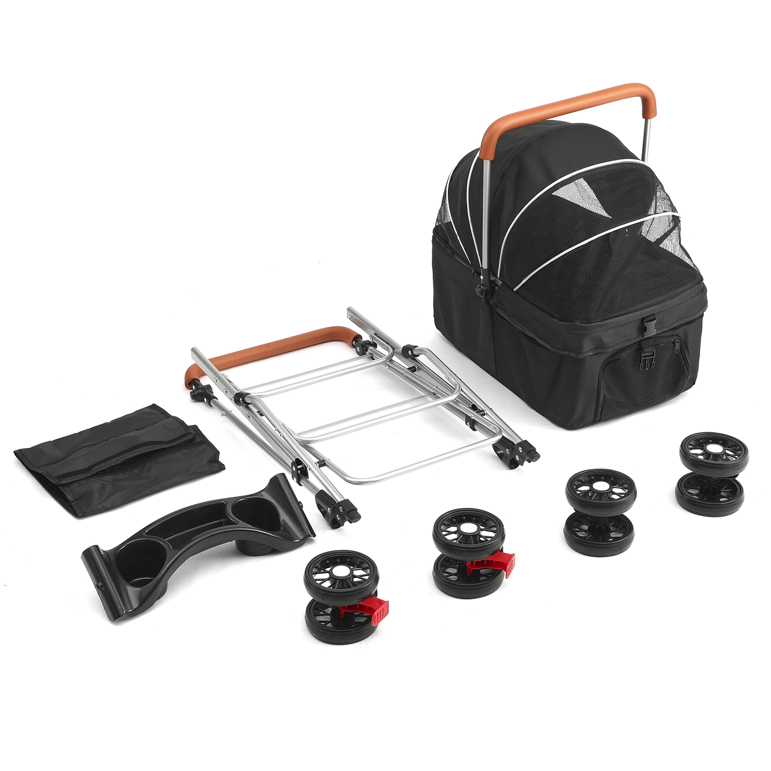 Hundewagen 3 in 1 Hundebuggy klappbar für Hunde & Katzen bis 15 kg Katzenbuggy - Bild 10 von 25