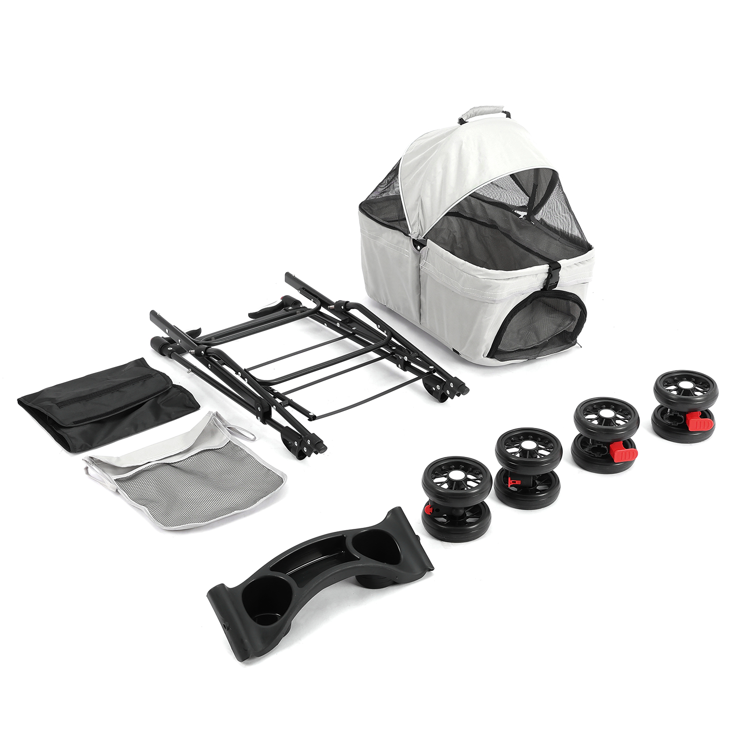 Hundewagen 3 in 1 Hundebuggy klappbar für Hunde & Katzen bis 15 kg Katzenbuggy - Bild 22 von 25