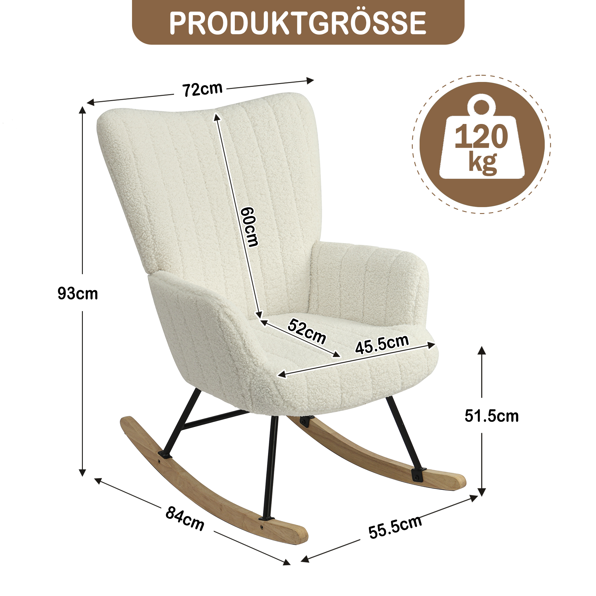 Schaukelstuhl Bequemer Stillsessel Lesesessel Relaxstuhl Schwingsessel Sessel