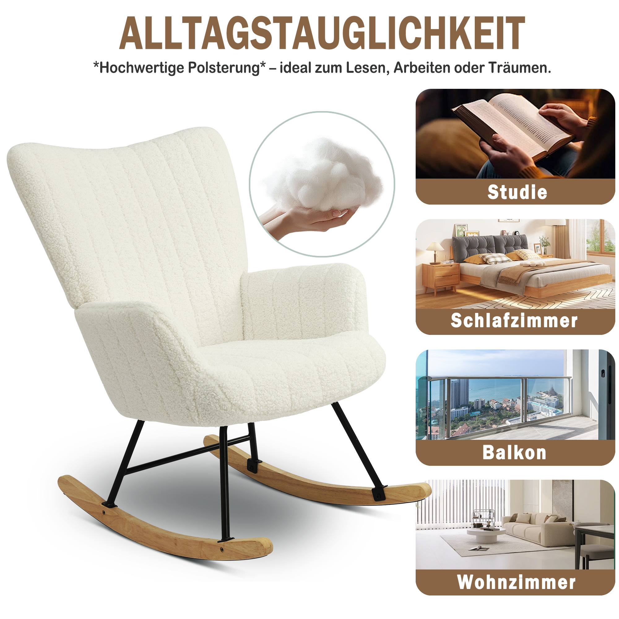 Schaukelstuhl Bequemer Stillsessel Lesesessel Relaxstuhl Schwingsessel Sessel