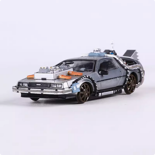 MJ 1: 64 Back to the Future Time Machine Delorian DMC-12 Simulation Alloy Car Mo - Picture 12 of 15