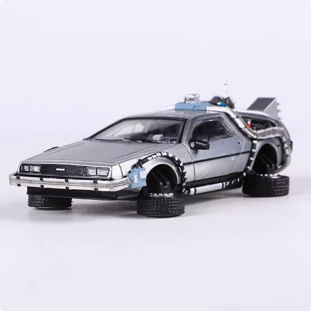 MJ 1: 64 Back to the Future Time Machine Delorian DMC-12 Simulation Alloy Car Mo - Picture 13 of 15