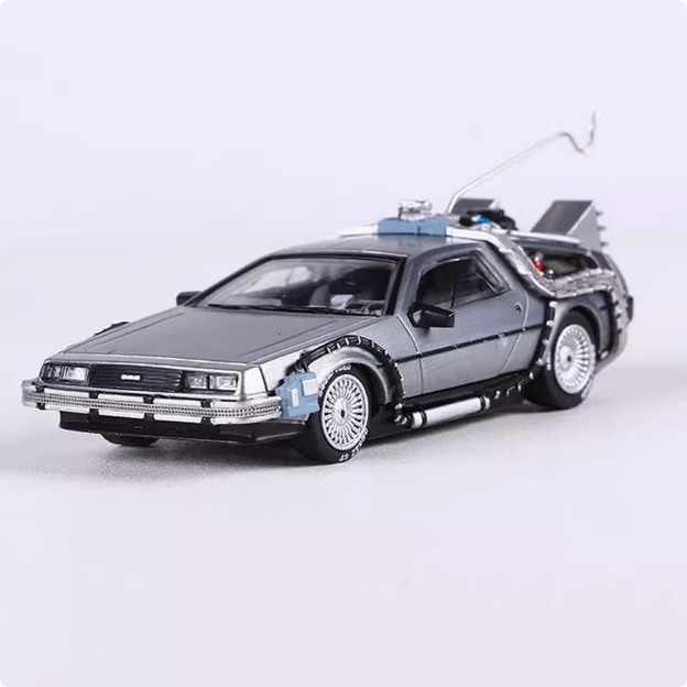 MJ 1: 64 Back to the Future Time Machine Delorian DMC-12 Simulation Alloy Car Mo - Picture 15 of 15