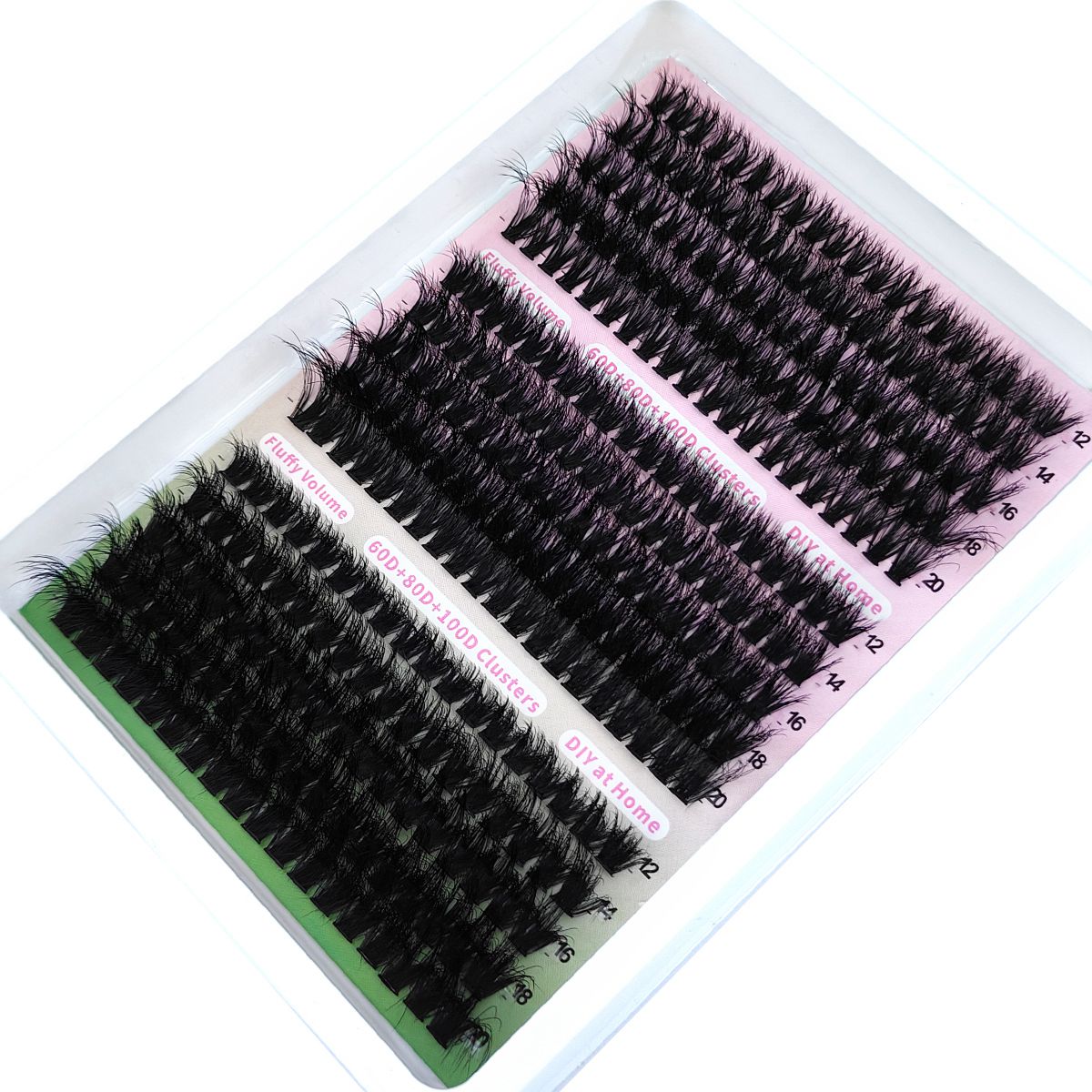 15 Rows Fluffy Cluster Lashes 60D+80D+100D Thick Eyelash Clusters 12-20mm Mix