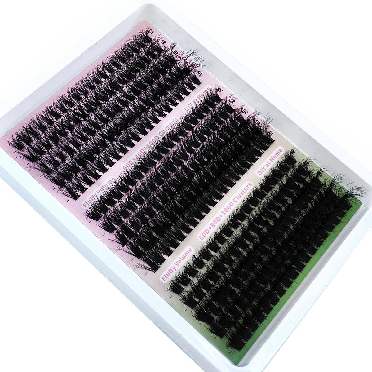 15 Rows Fluffy Cluster Lashes 60D+80D+100D Thick Eyelash Clusters 12-20mm Mix