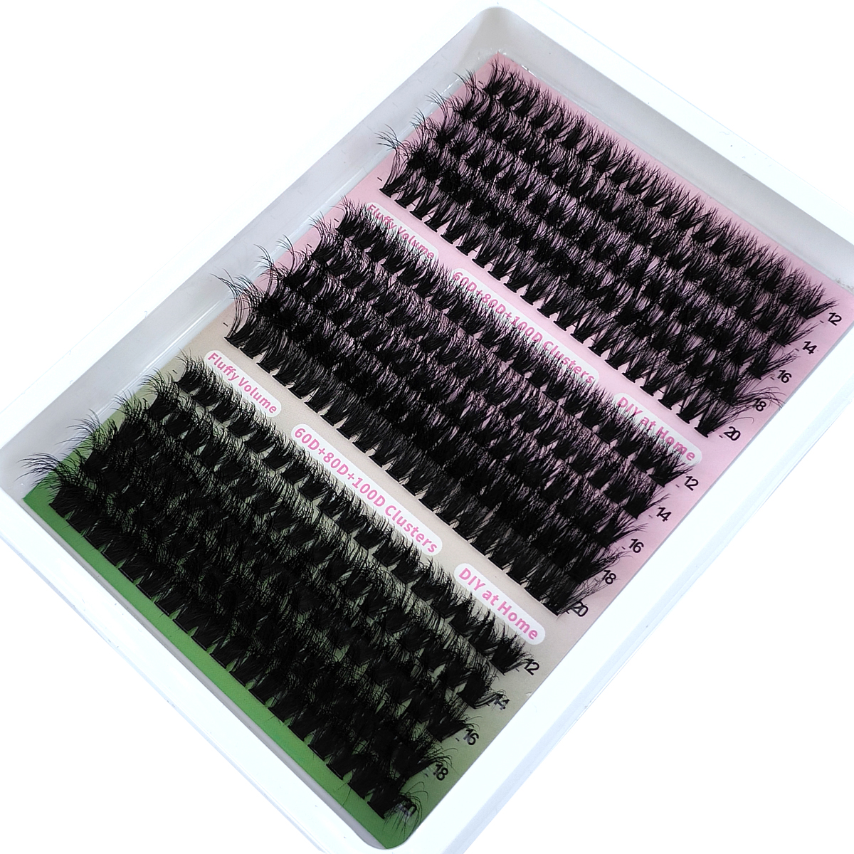 15 Rows Fluffy Cluster Lashes 60D+80D+100D Thick Eyelash Clusters 12-20mm Mix