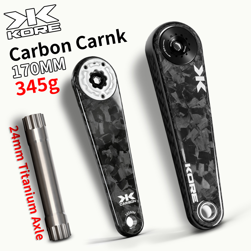 Crankset KORE T800 Carbon Road Bike Cranks 165/170mm 24mm Titanium Spindle 345g