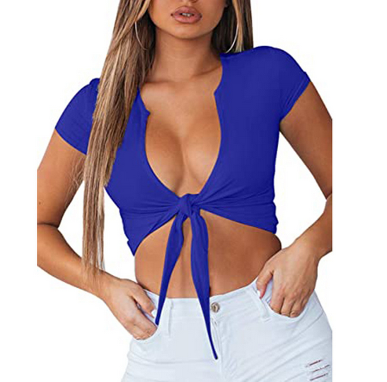 Neu Schulmädchen Mini T-Shirt Kurzarm Bluse Top Sexy Damen Crop Tank Top Bindeband - Bild 11 von 13